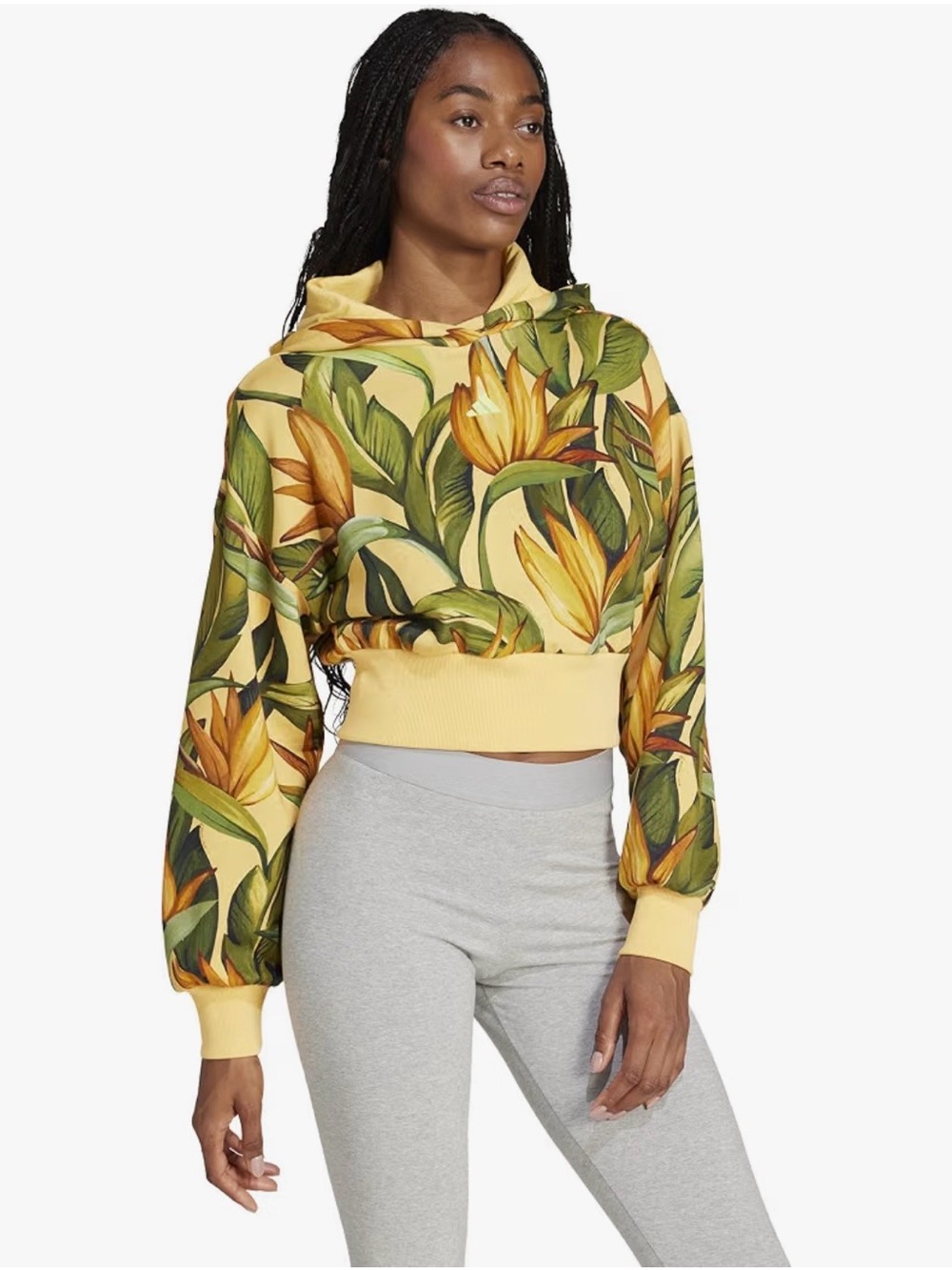 adidas FARM Rio Originals Yellow Botanical Cropped Hoodie